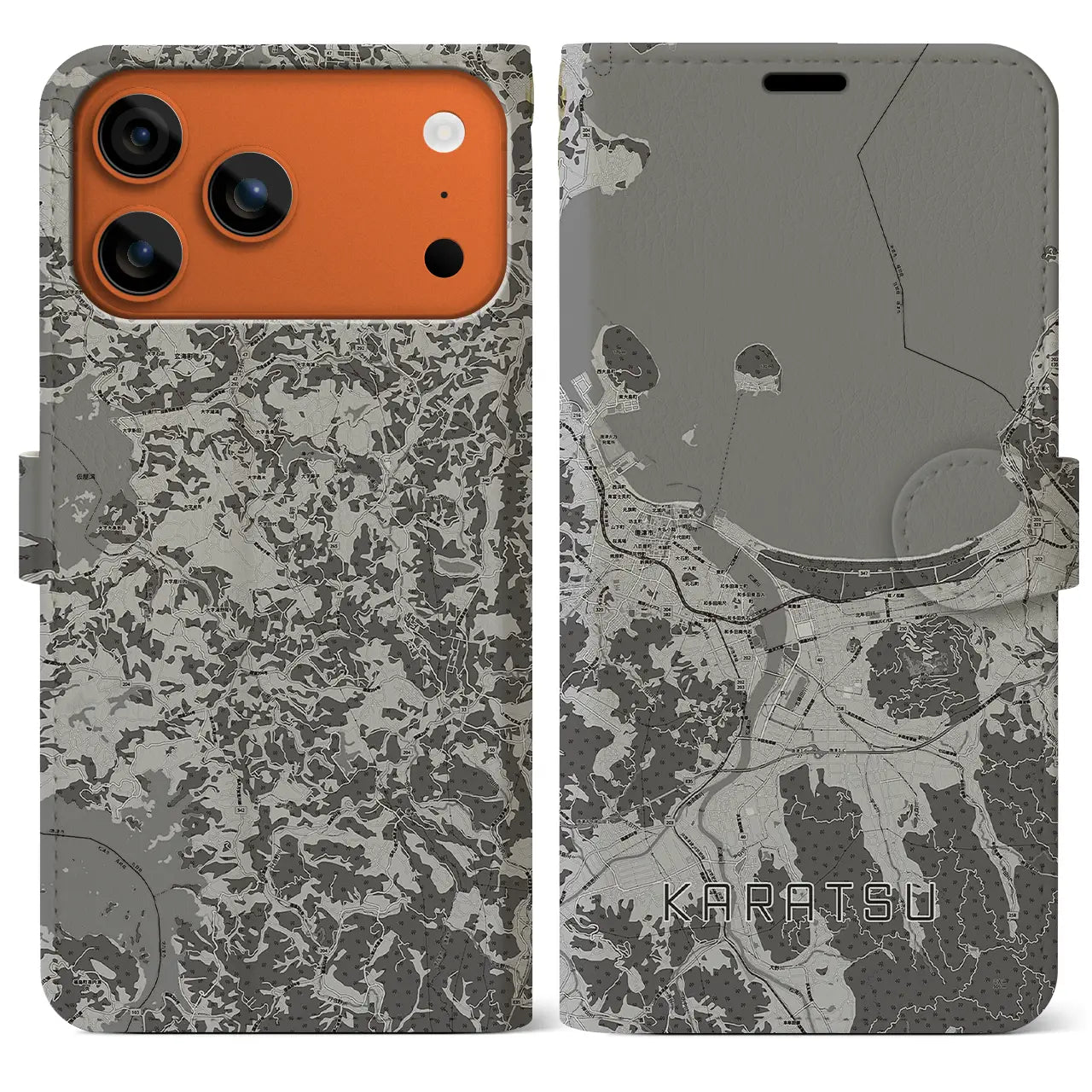 【唐津（佐賀県）】地図柄iPhoneケース（手帳タイプ）