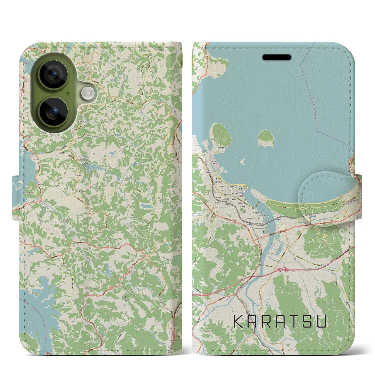 【唐津（佐賀県）】地図柄iPhoneケース（手帳タイプ）