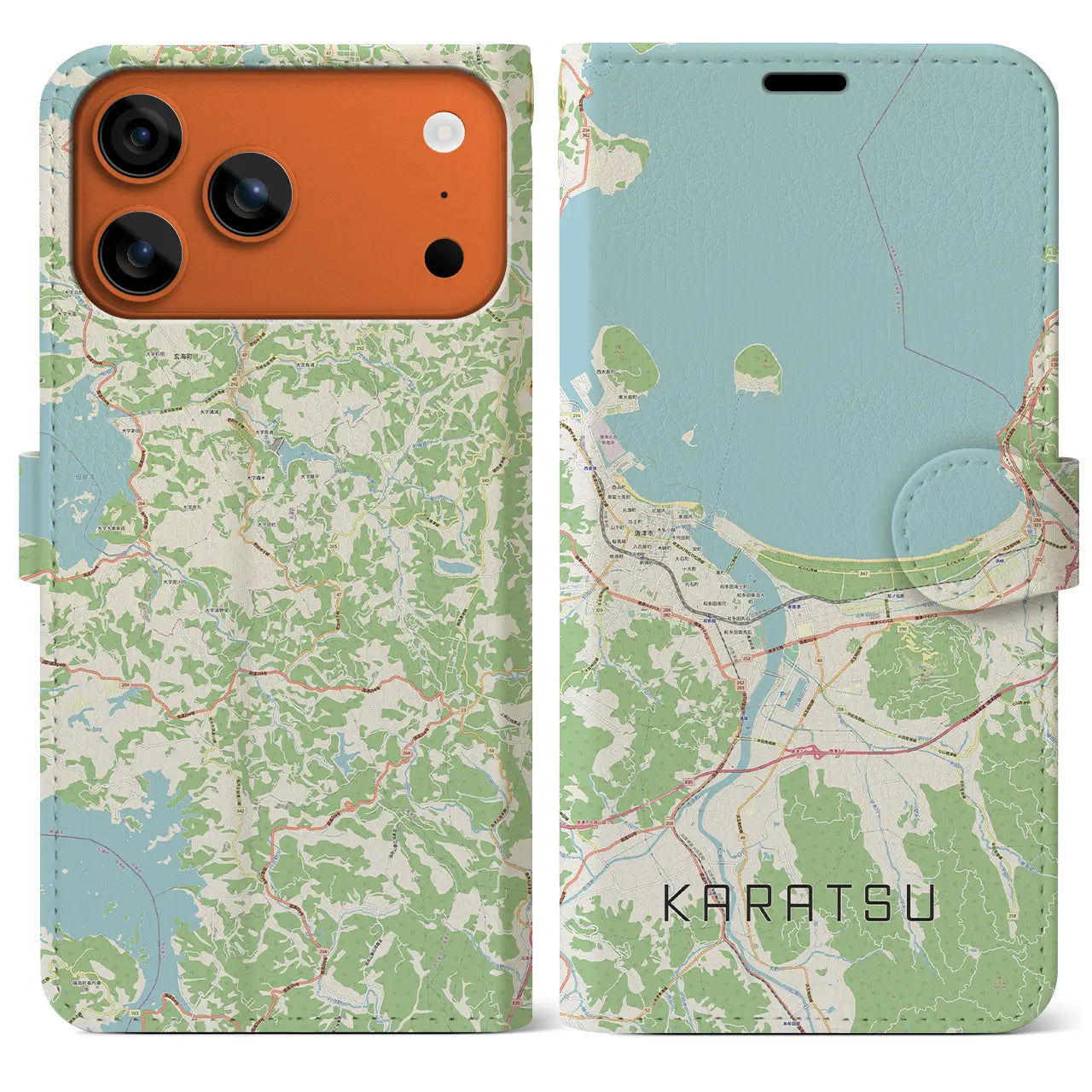 【唐津（佐賀県）】地図柄iPhoneケース（手帳タイプ）