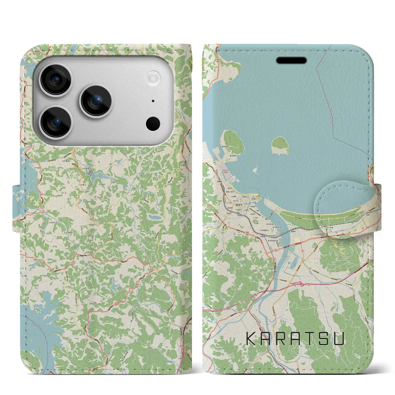 【唐津（佐賀県）】地図柄iPhoneケース（手帳タイプ）