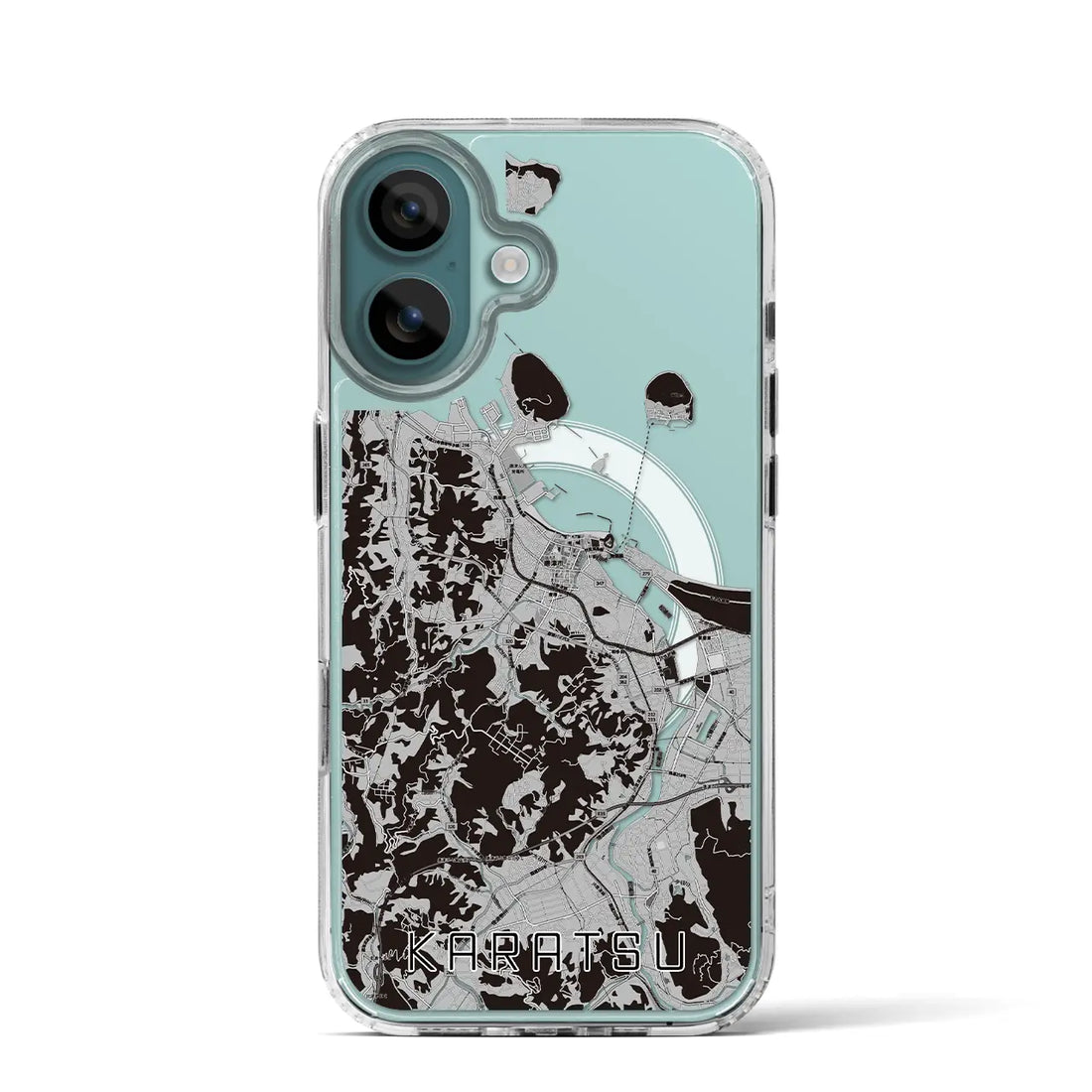 【唐津（佐賀県）】地図柄iPhoneケース（MagSafeタイプ）モノトーン・iPhone 16 Pro 用