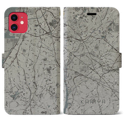 【刈谷（愛知県）】地図柄iPhoneケース（手帳タイプ）モノトーン・iPhone 11 用