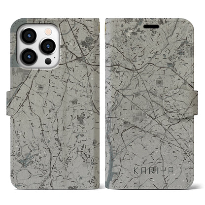 【刈谷（愛知県）】地図柄iPhoneケース（手帳タイプ）モノトーン・iPhone 13 Pro 用