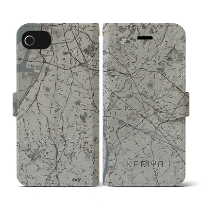 【刈谷（愛知県）】地図柄iPhoneケース（手帳タイプ）モノトーン・iPhone SE（第3 / 第2世代） / 8 / 7 / 6s / 6 用