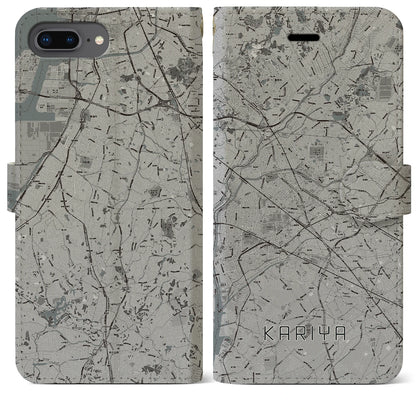 【刈谷（愛知県）】地図柄iPhoneケース（手帳タイプ）モノトーン・iPhone 8Plus /7Plus / 6sPlus / 6Plus 用