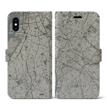 【刈谷（愛知県）】地図柄iPhoneケース（手帳タイプ）モノトーン・iPhone XS / X 用