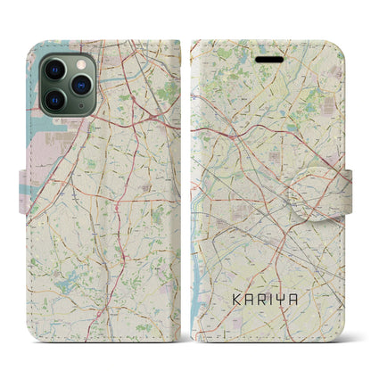 【刈谷（愛知県）】地図柄iPhoneケース（手帳タイプ）ナチュラル・iPhone 11 Pro 用