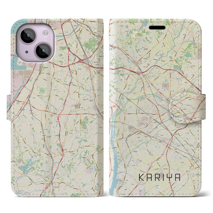 【刈谷（愛知県）】地図柄iPhoneケース（手帳タイプ）ナチュラル・iPhone 14 用