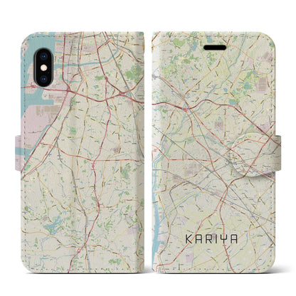 【刈谷（愛知県）】地図柄iPhoneケース（手帳タイプ）ナチュラル・iPhone XS / X 用