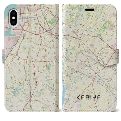 【刈谷（愛知県）】地図柄iPhoneケース（手帳タイプ）ナチュラル・iPhone XS Max 用