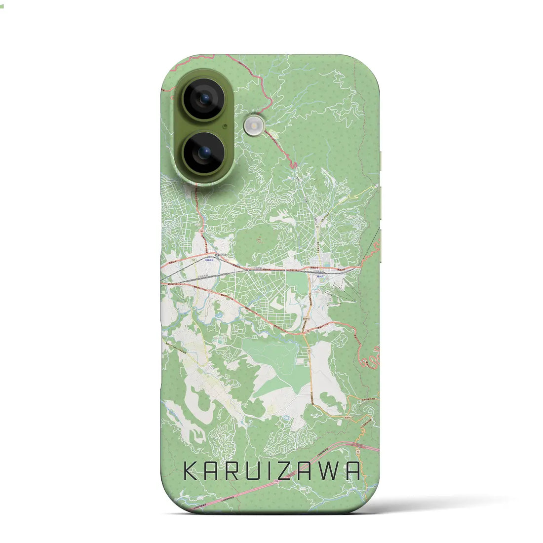 【軽井沢(長野県)】地図柄iPhoneケース(バックカバータイプ)ブラック・iPhone 17 Pro Max 用