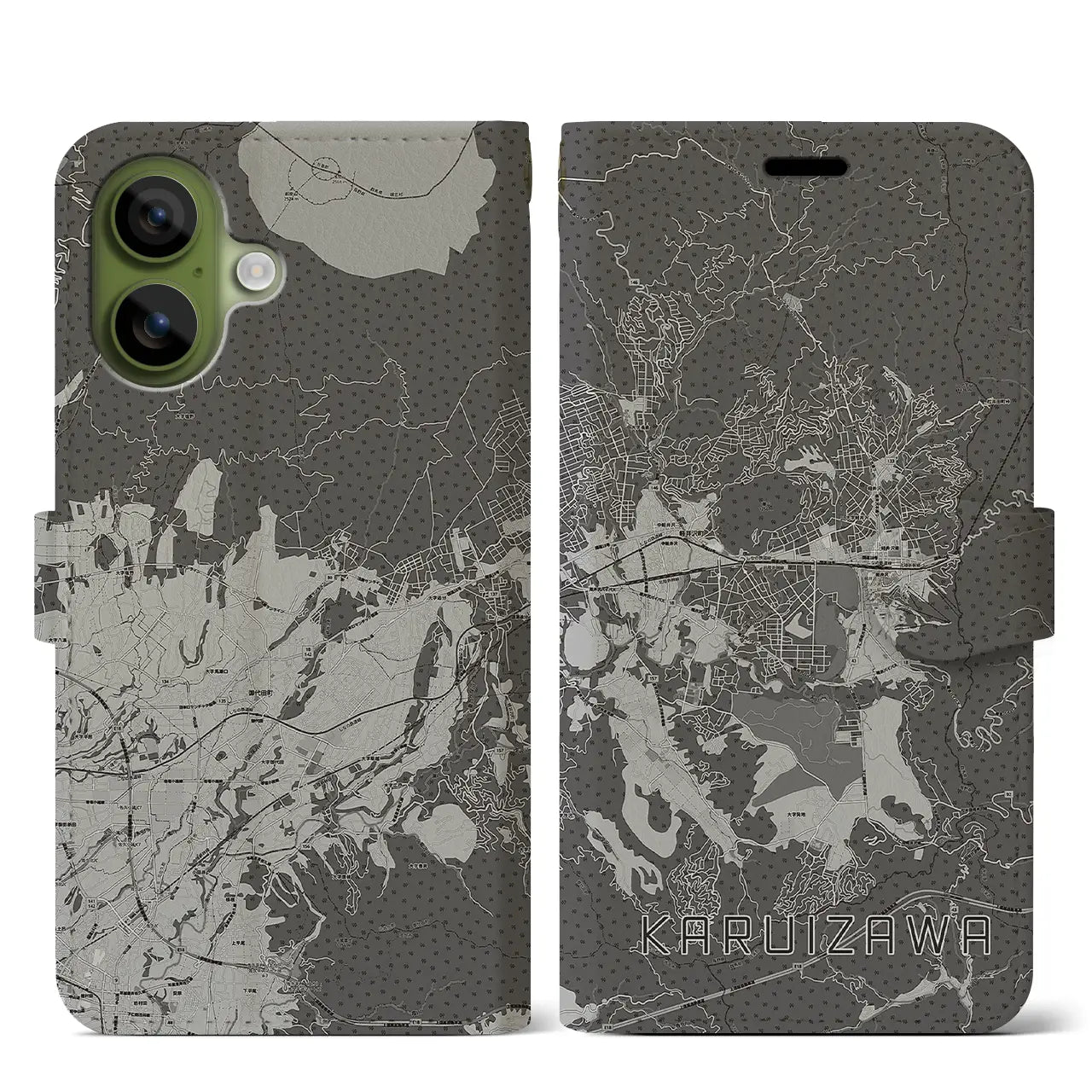 【軽井沢（長野県）】地図柄iPhoneケース（手帳タイプ）