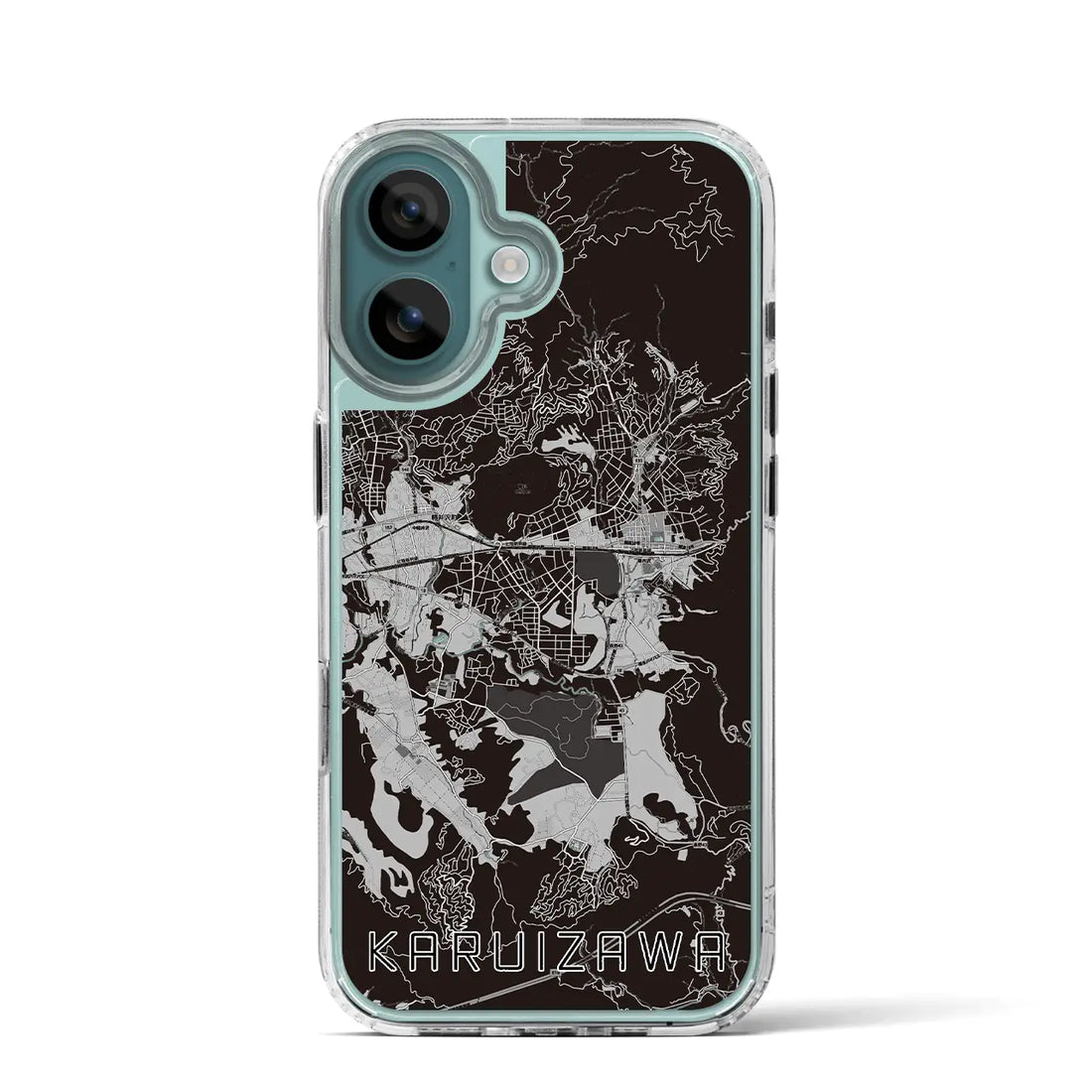 【軽井沢(長野県)】地図柄iPhoneケース(MagSafeタイプ)モノトーン・iPhone 16 Pro 用