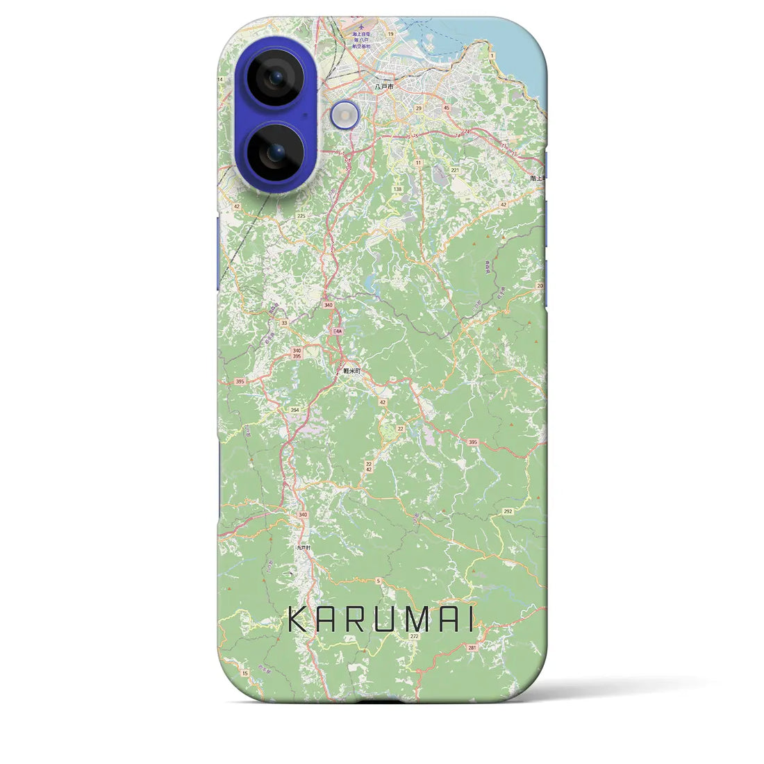 【軽米（岩手県）】地図柄iPhoneケース（バックカバータイプ）ブラック・iPhone 16 Pro Max 用