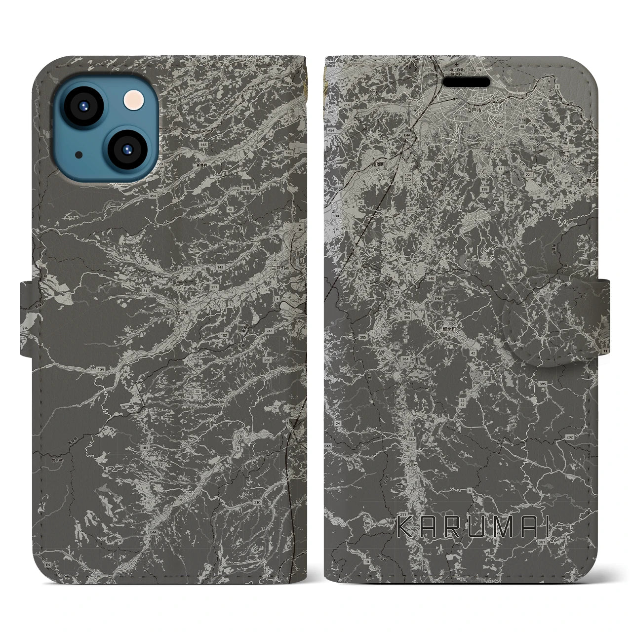 【軽米（岩手県）】地図柄iPhoneケース（手帳タイプ）