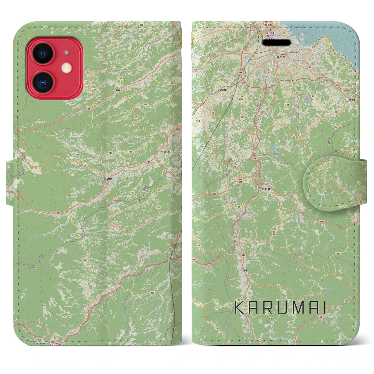 【軽米（岩手県）】地図柄iPhoneケース（手帳タイプ）