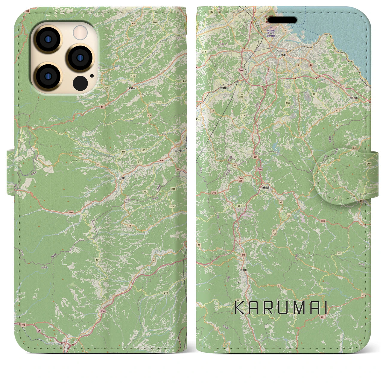 【軽米（岩手県）】地図柄iPhoneケース（手帳タイプ）