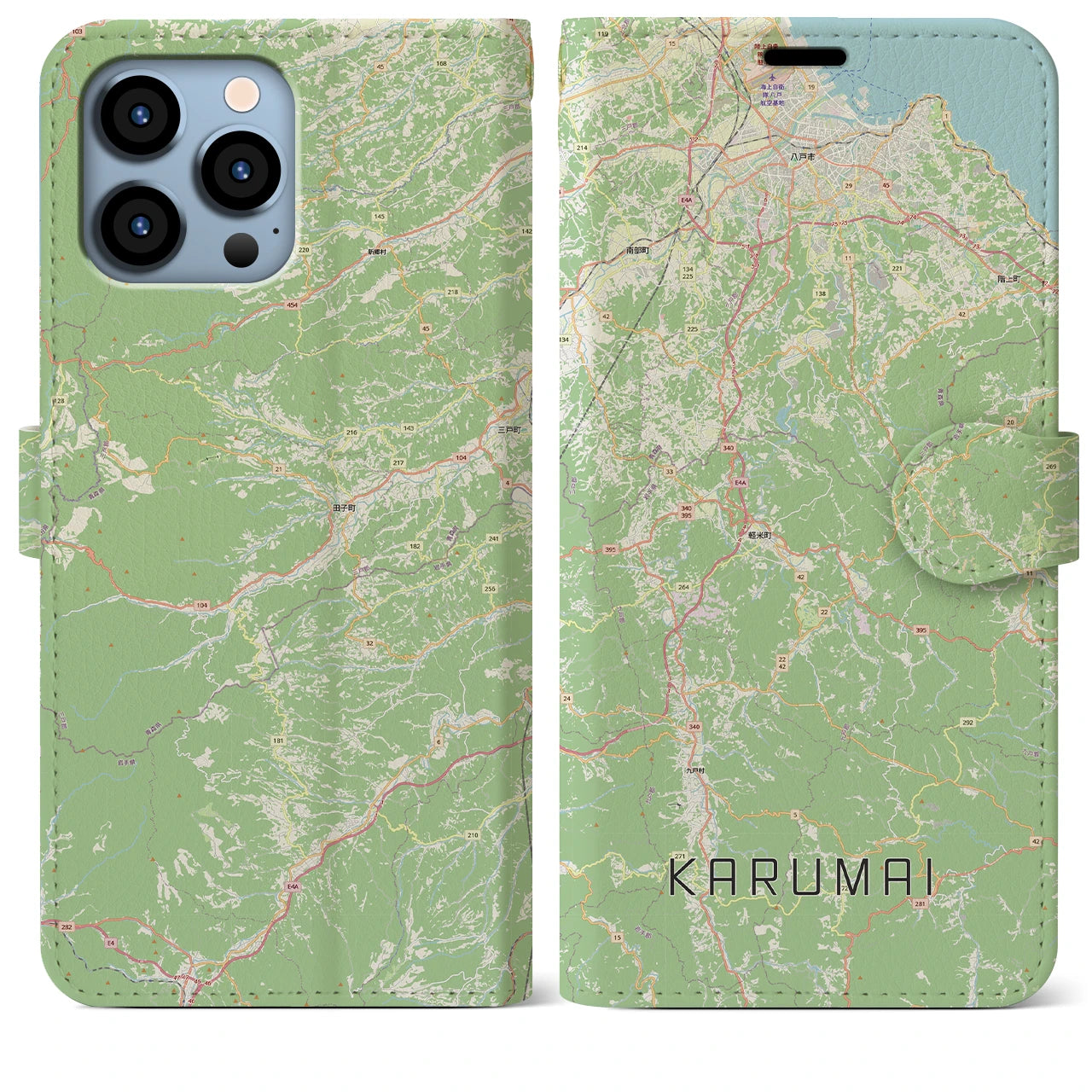 【軽米（岩手県）】地図柄iPhoneケース（手帳タイプ）