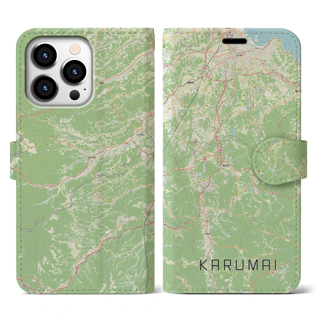 【軽米（岩手県）】地図柄iPhoneケース（手帳タイプ）