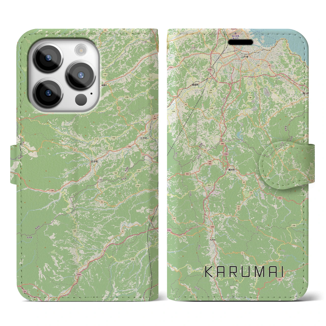 【軽米（岩手県）】地図柄iPhoneケース（手帳タイプ）