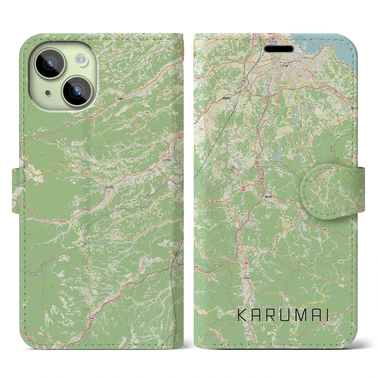 【軽米（岩手県）】地図柄iPhoneケース（手帳タイプ）