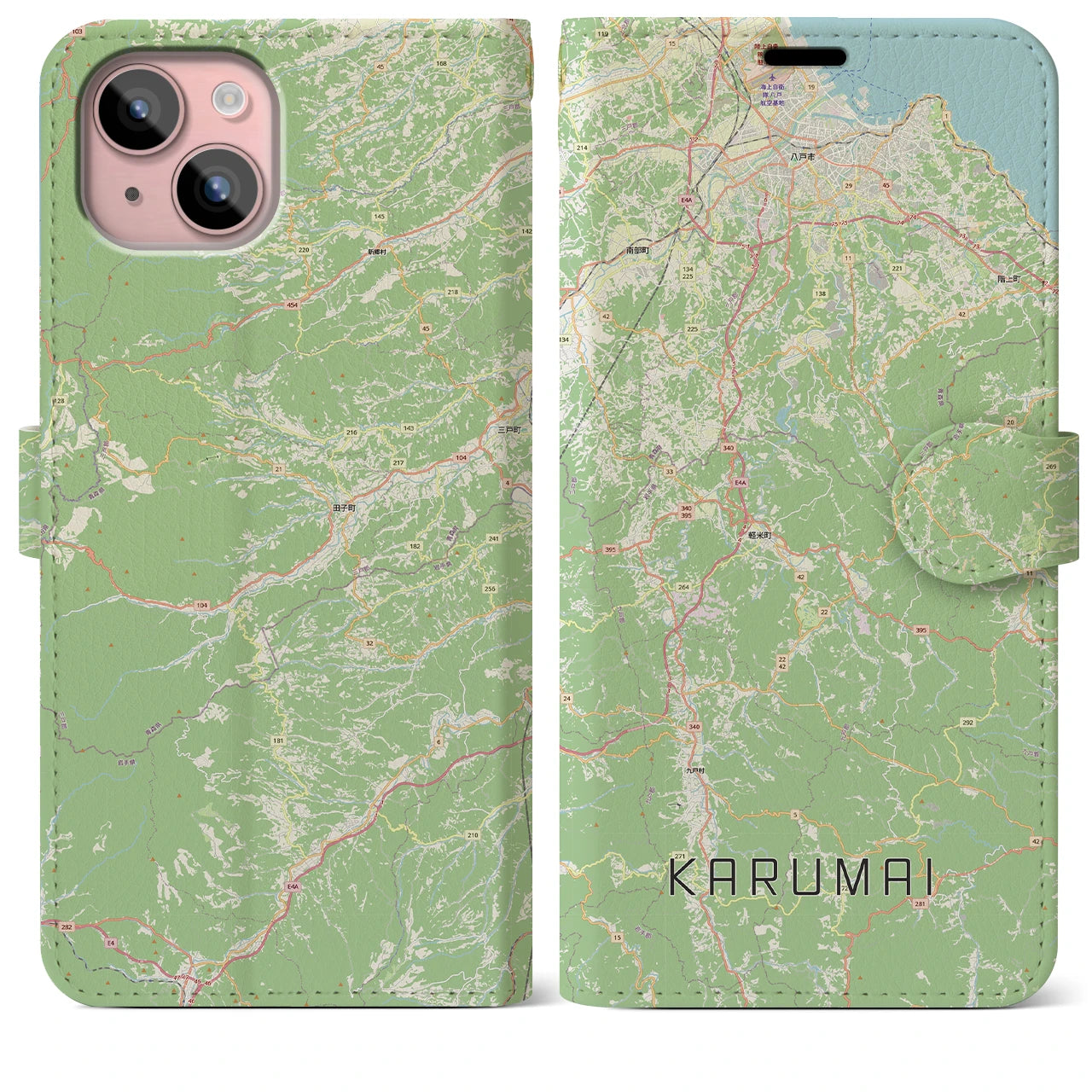 【軽米（岩手県）】地図柄iPhoneケース（手帳タイプ）