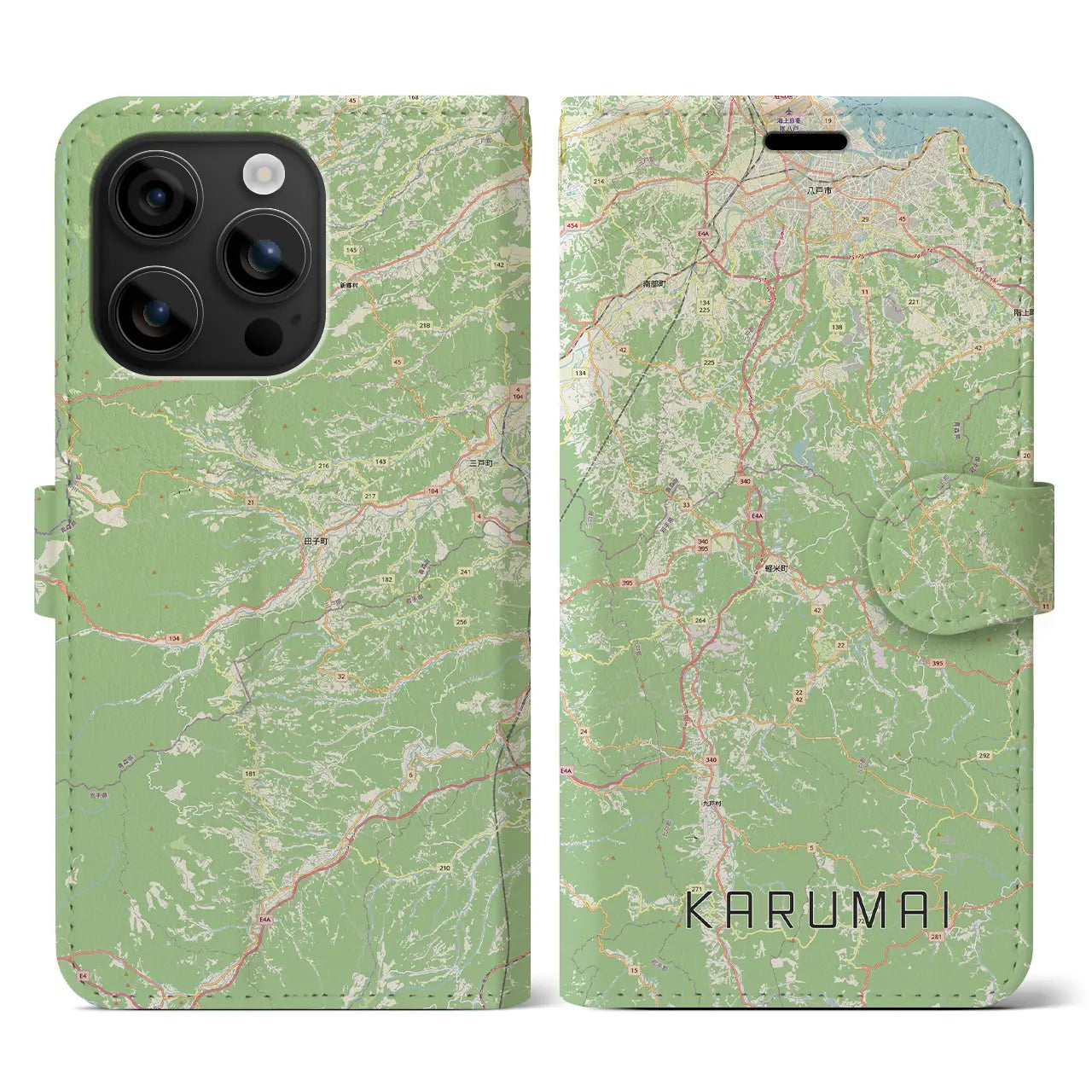 【軽米（岩手県）】地図柄iPhoneケース（手帳タイプ）