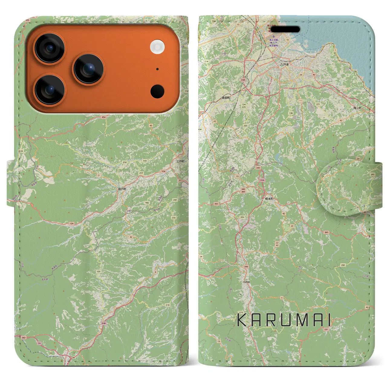 【軽米（岩手県）】地図柄iPhoneケース（手帳タイプ）
