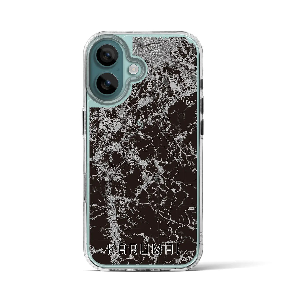 【軽米(岩手県)】地図柄iPhoneケース(MagSafeタイプ)モノトーン・iPhone 16 Pro 用