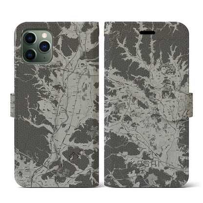 【加西（兵庫県）】地図柄iPhoneケース（手帳タイプ）モノトーン・iPhone 11 Pro 用