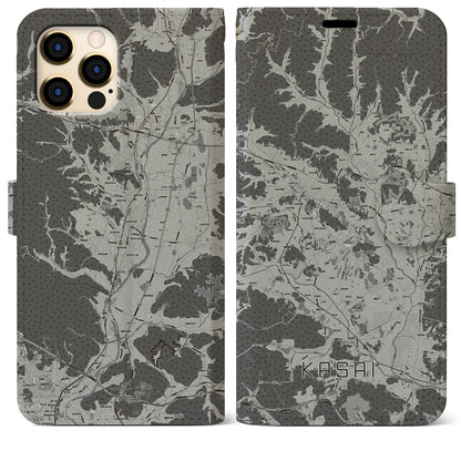 【加西（兵庫県）】地図柄iPhoneケース（手帳タイプ）モノトーン・iPhone 12 Pro Max 用