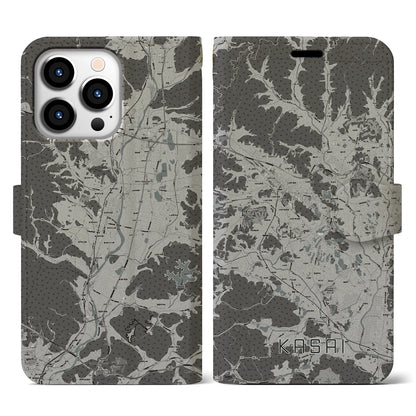 【加西（兵庫県）】地図柄iPhoneケース（手帳タイプ）モノトーン・iPhone 13 Pro 用