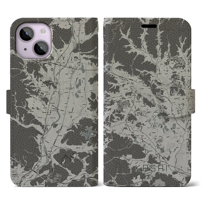 【加西（兵庫県）】地図柄iPhoneケース（手帳タイプ）モノトーン・iPhone 14 用