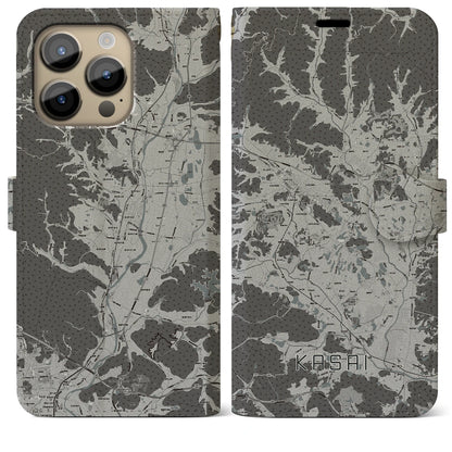 【加西（兵庫県）】地図柄iPhoneケース（手帳タイプ）モノトーン・iPhone 14 Pro Max 用
