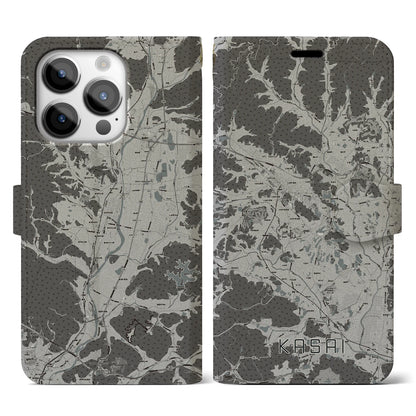 【加西（兵庫県）】地図柄iPhoneケース（手帳タイプ）モノトーン・iPhone 14 Pro 用