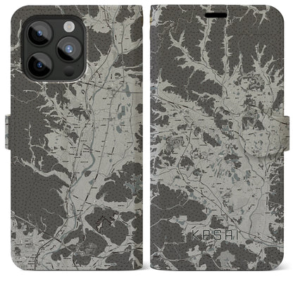 【加西（兵庫県）】地図柄iPhoneケース（手帳タイプ）モノトーン・iPhone 15 Pro Max 用