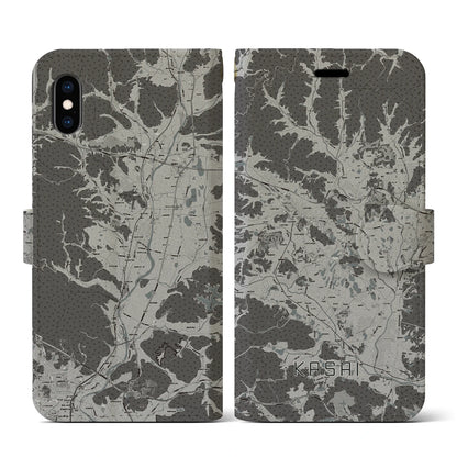 【加西（兵庫県）】地図柄iPhoneケース（手帳タイプ）モノトーン・iPhone XS / X 用
