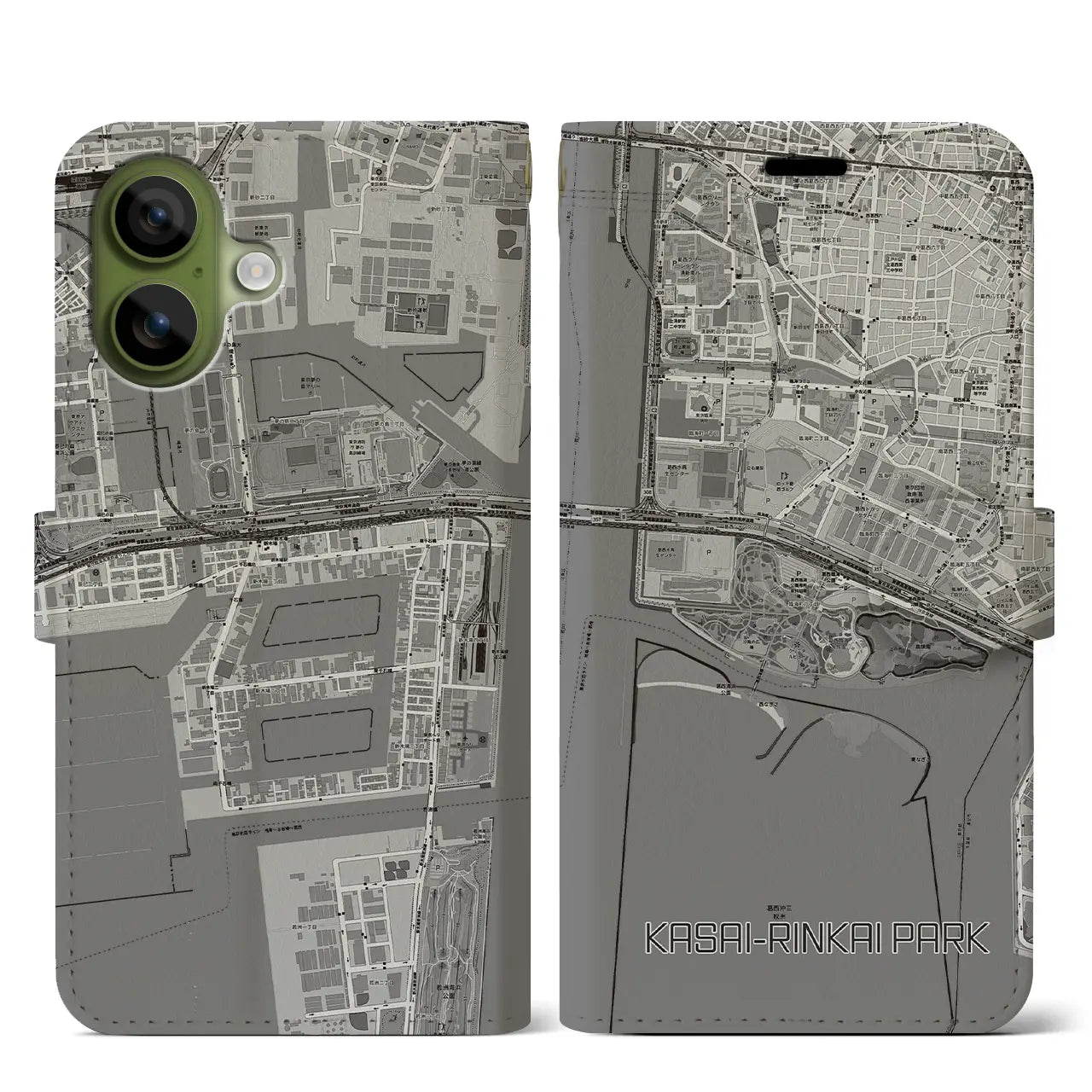 【葛西臨海公園（東京都）】地図柄iPhoneケース（手帳タイプ）