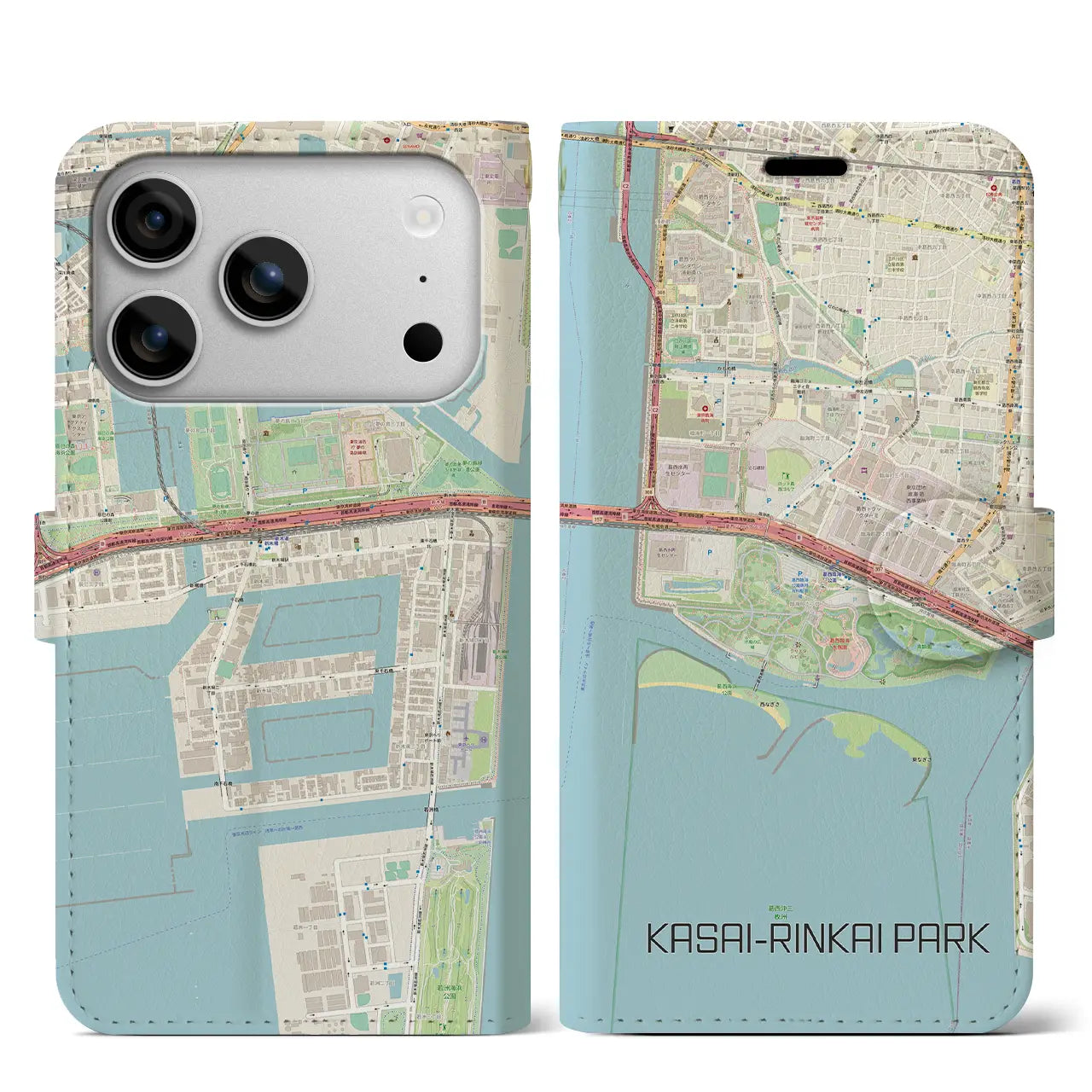 【葛西臨海公園（東京都）】地図柄iPhoneケース（手帳タイプ）