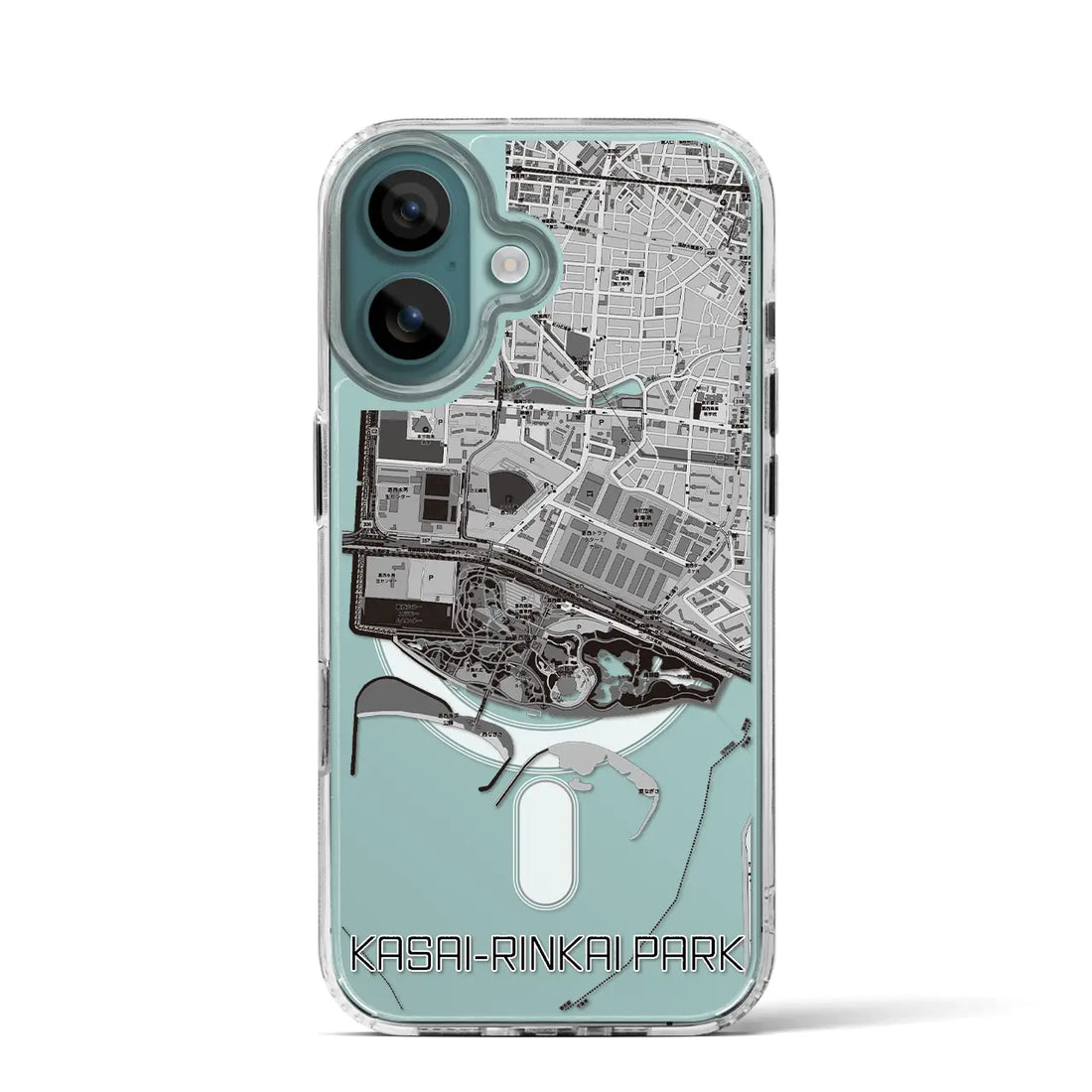【葛西臨海公園（東京都）】地図柄iPhoneケース（MagSafeタイプ）モノトーン・iPhone 16 Pro 用