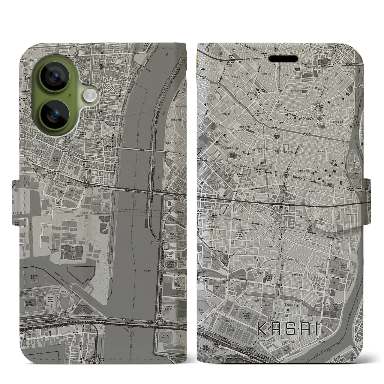 【葛西（東京都）】地図柄iPhoneケース（手帳タイプ）