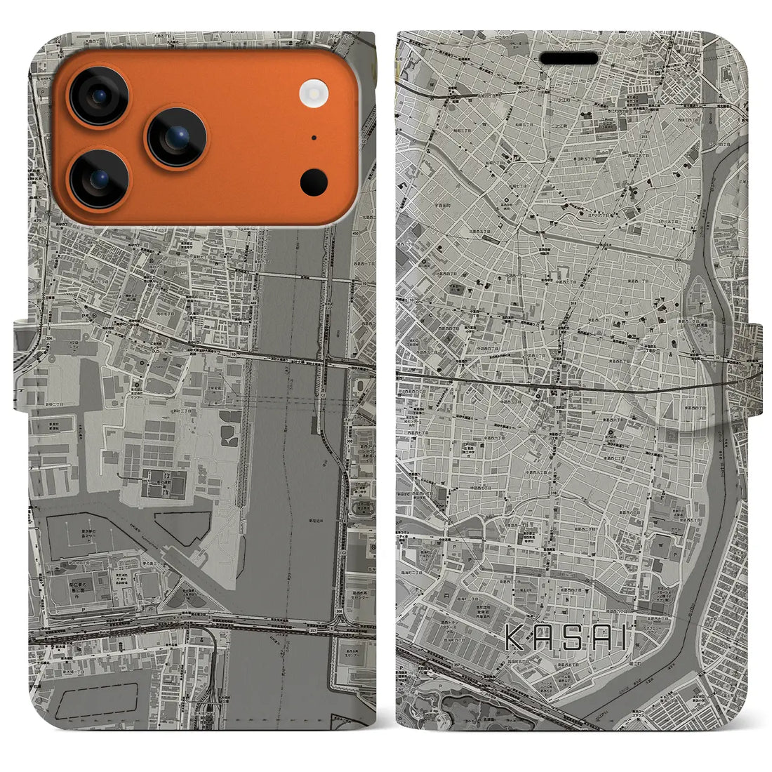 【葛西（東京都）】地図柄iPhoneケース（手帳タイプ）