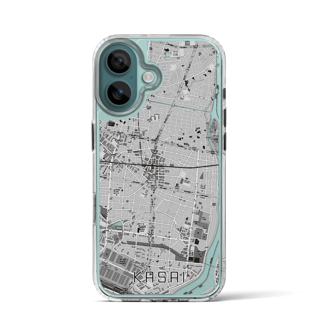 【葛西（東京都）】地図柄iPhoneケース（MagSafeタイプ）モノトーン・iPhone 16 Pro 用