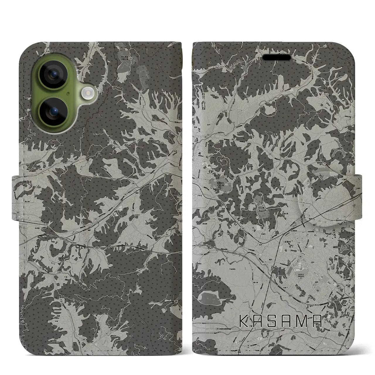 【笠間（茨城県）】地図柄iPhoneケース（手帳タイプ）