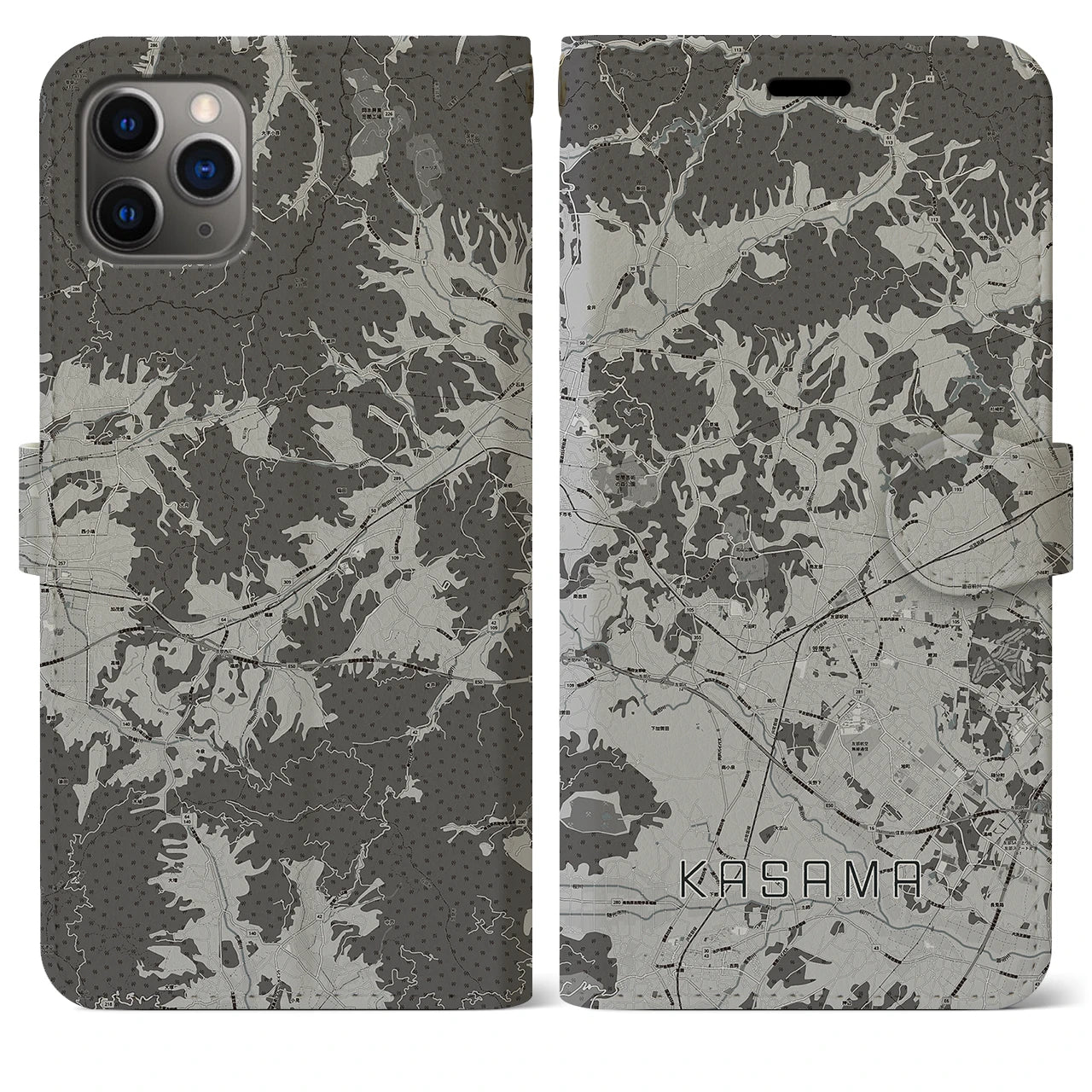 【笠間（茨城県）】地図柄iPhoneケース（手帳タイプ）