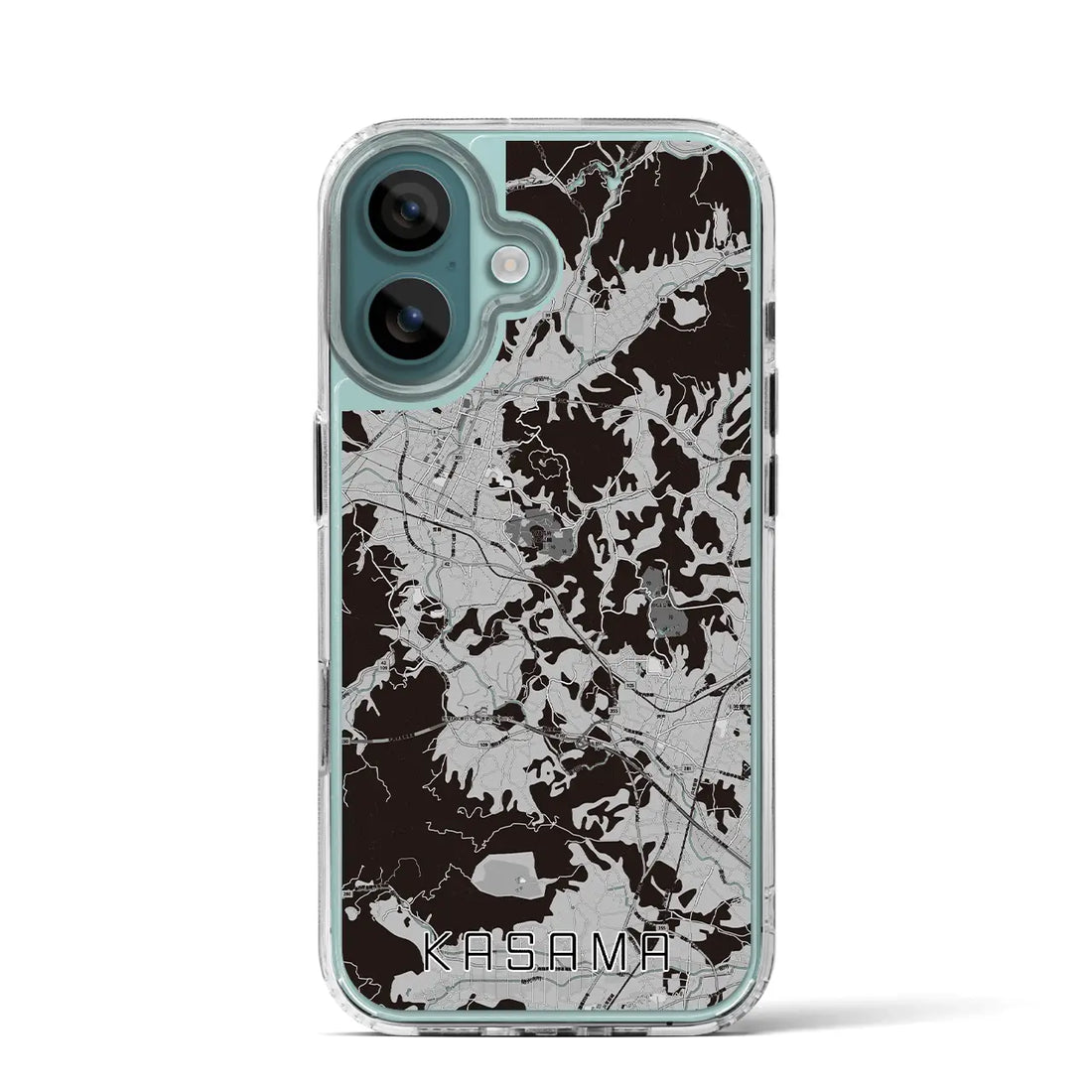 【笠間(茨城県)】地図柄iPhoneケース(MagSafeタイプ)モノトーン・iPhone 16 Pro 用