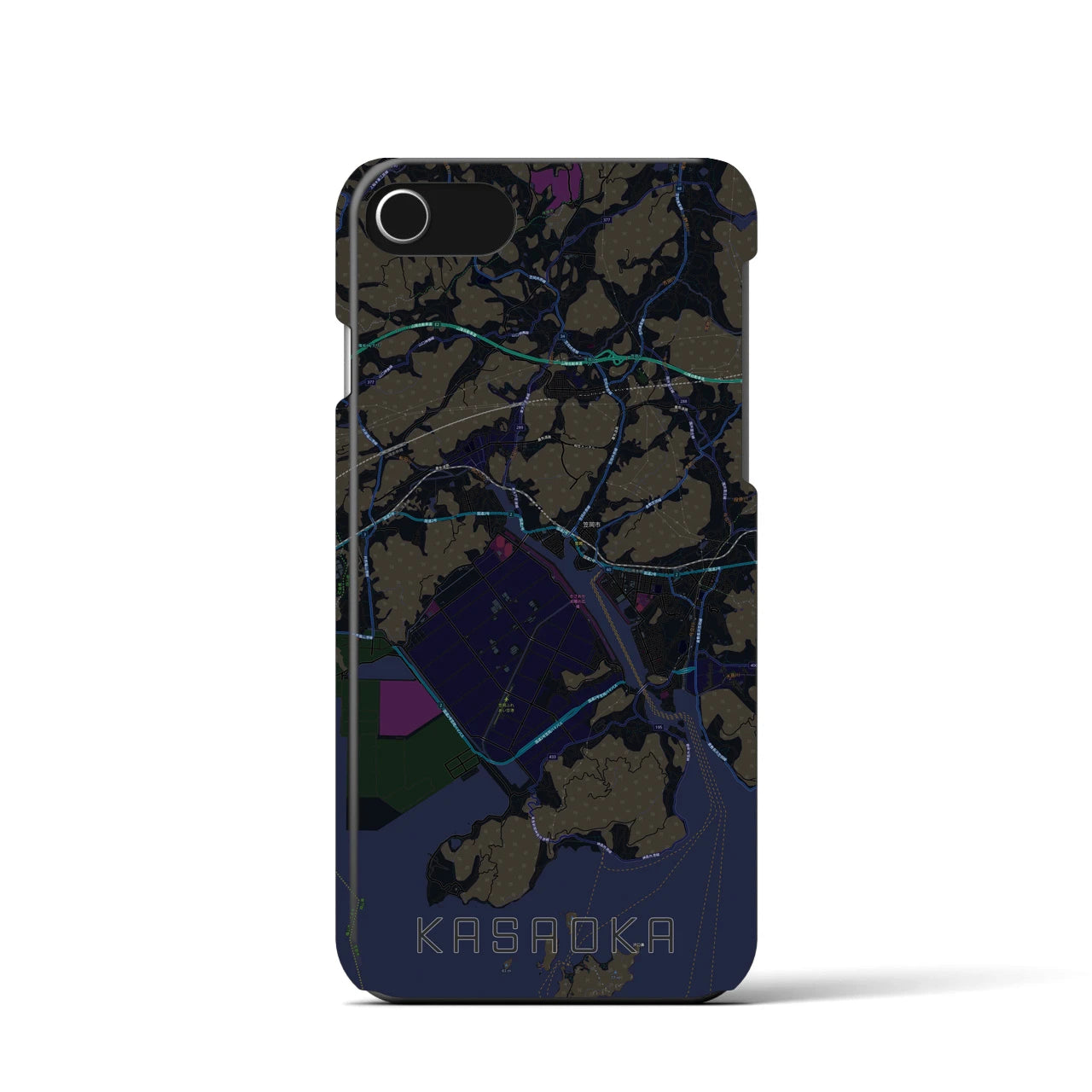 【笠岡（岡山県）】地図柄iPhoneケース（バックカバータイプ）