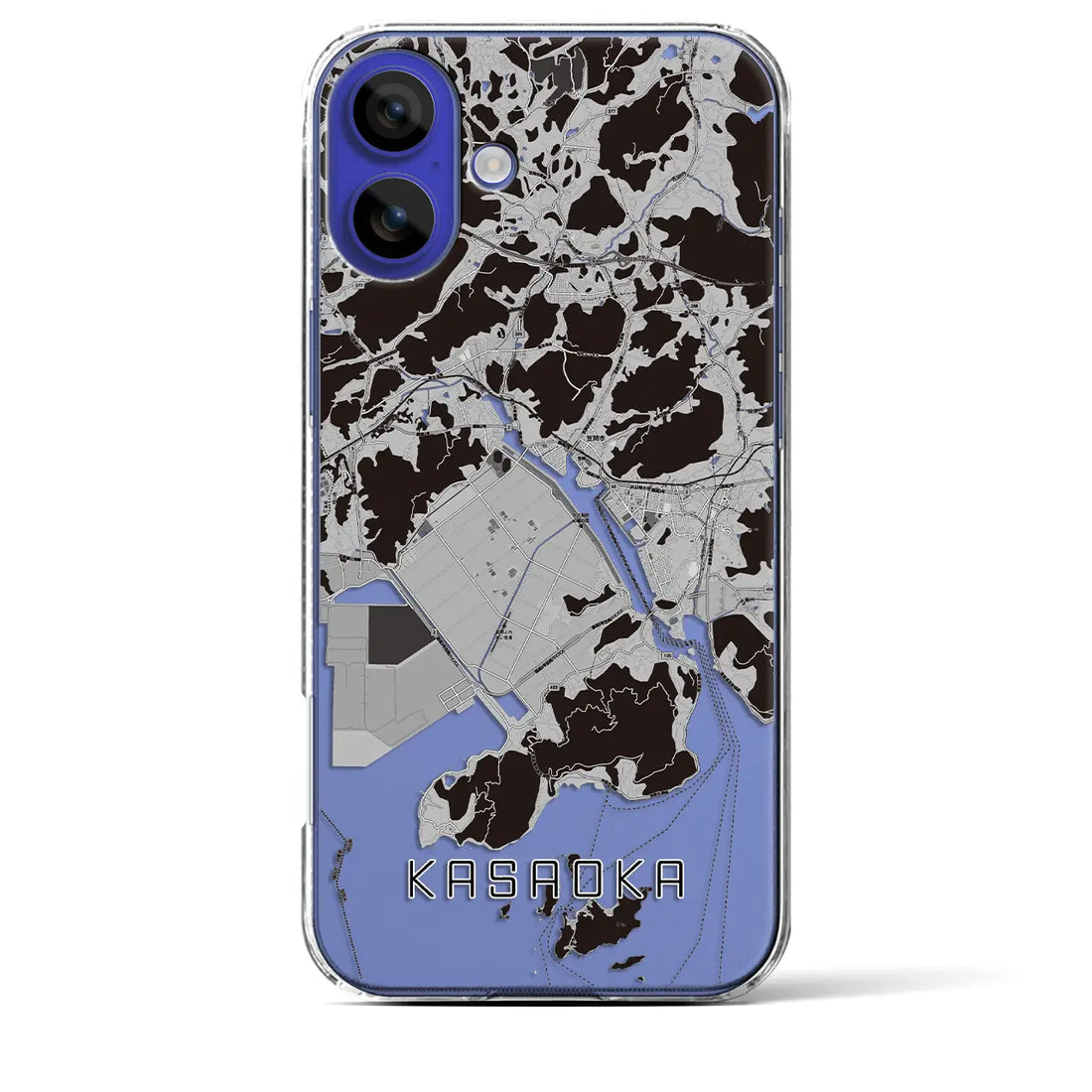 【笠岡(岡山県)】地図柄iPhoneケース(クリアタイプ)モノトーン・iPhone 16 Pro Max 用