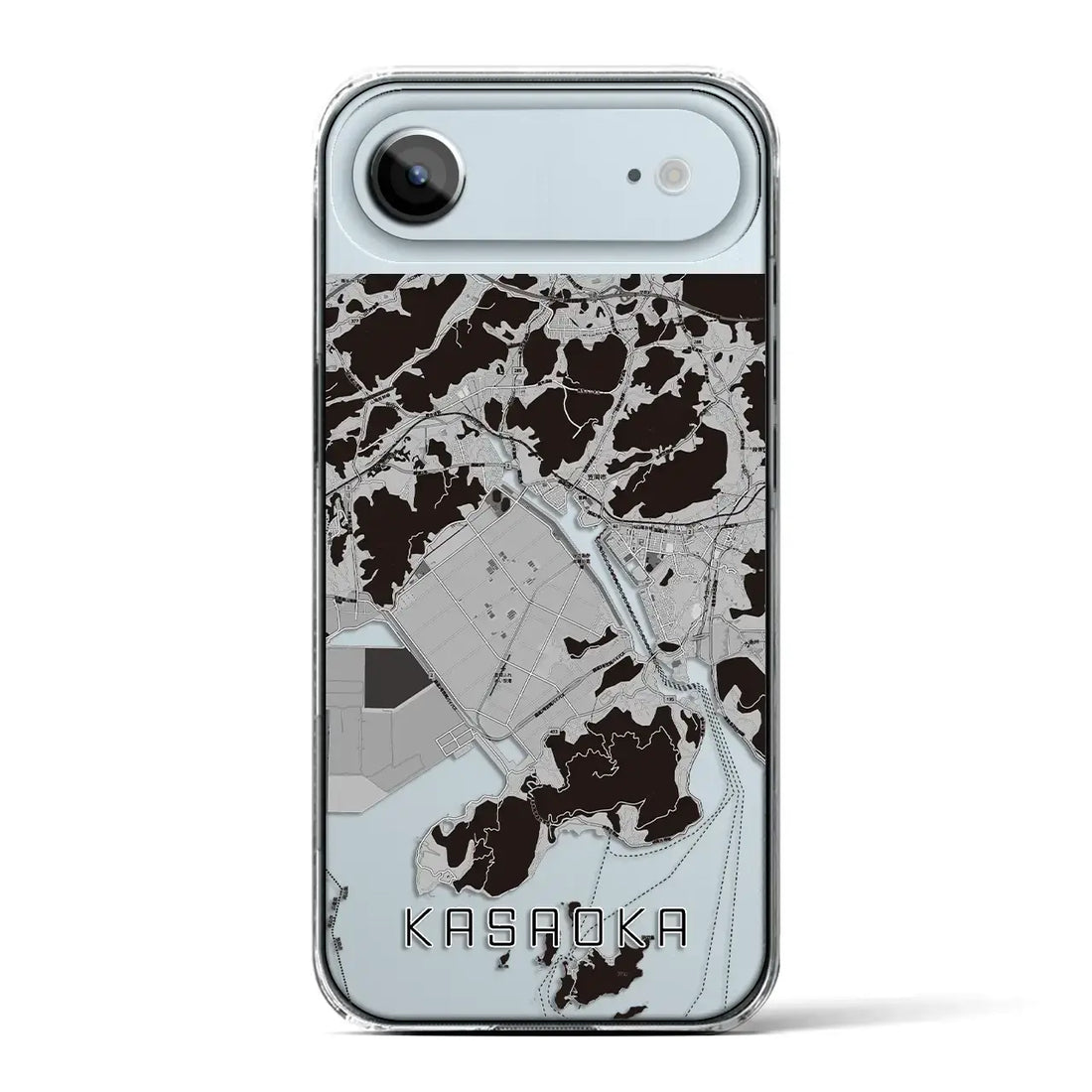 【笠岡(岡山県)】地図柄iPhoneケース(クリアタイプ)モノトーン・iPhone 17 Pro Max 用