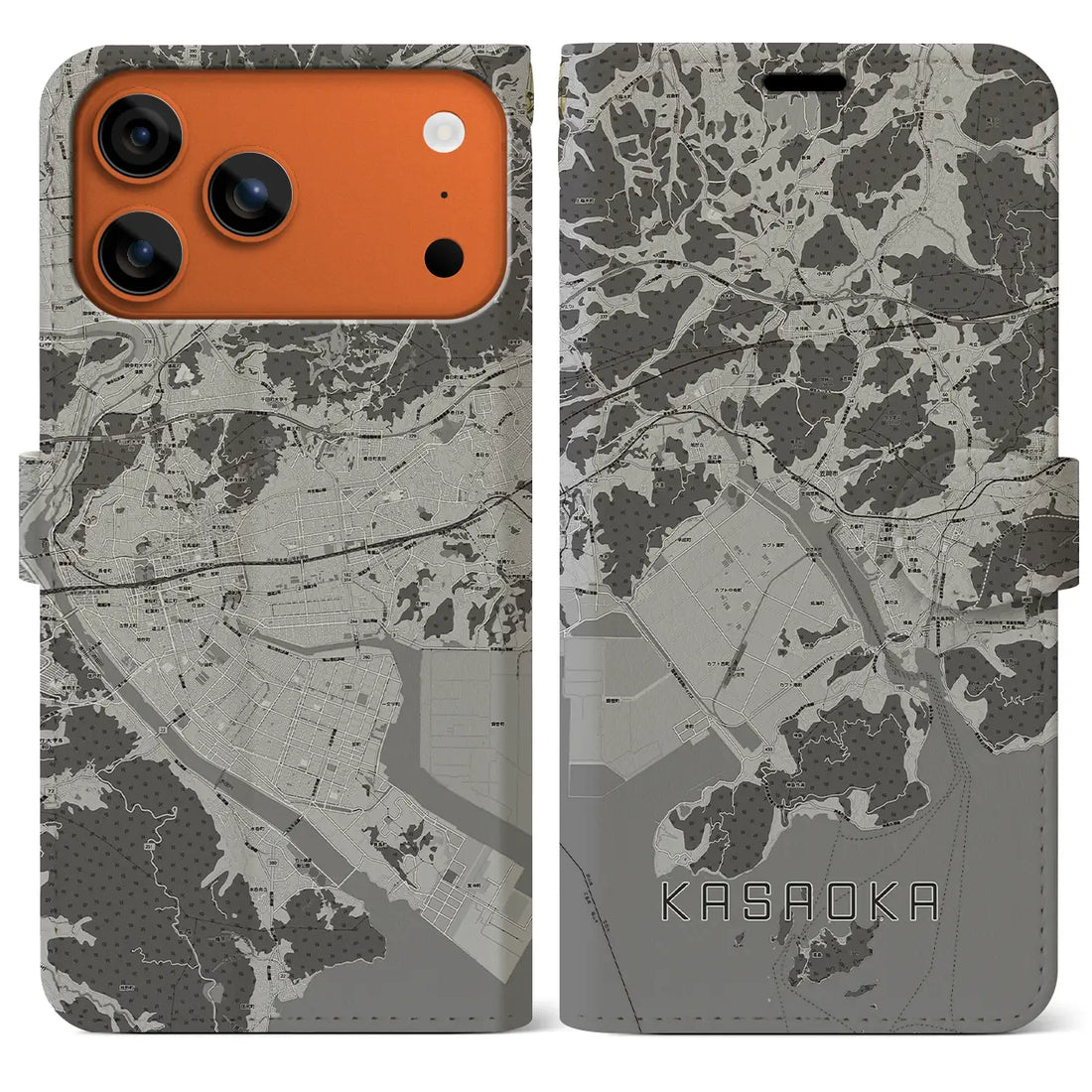 【笠岡（岡山県）】地図柄iPhoneケース（手帳タイプ）